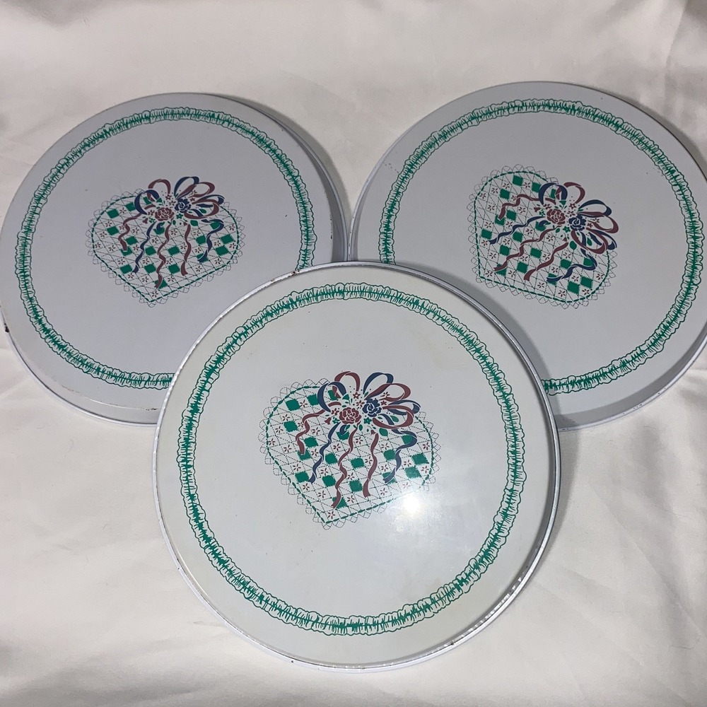 Vtg Set Of 3 Stove Burner Covers Metal lace Heart Cottagecore Grannycore